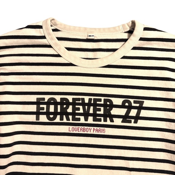 UNIQLO Striped Long Sleeve Shirt Forever 27 Loverboy Paris Graphic Print Size L - Picture 2 of 6